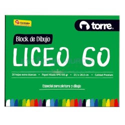 Block Dibujo Liceo Torre N°60 | 20 Hojas | Papel Hilado Extra Blanco
