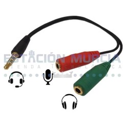 Cable Adaptador Audio 3.5mm Macho a 2 Hembras | Micrófono y Auricular