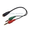 Cable Adaptador Audio 2 Plug Macho a Jack Hembra | Micrófono y Auricul