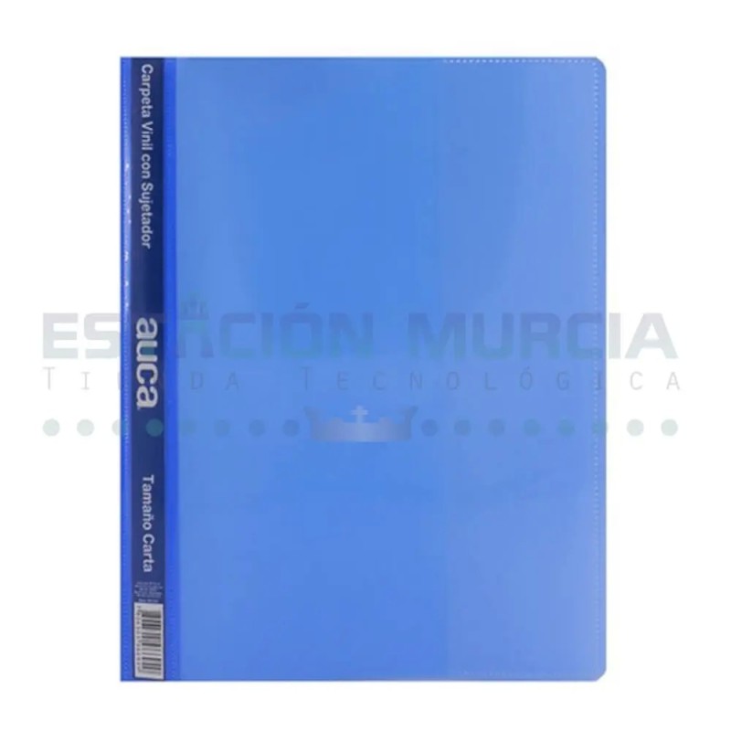 Carpeta Azul Carta Vinil con Sujetador y Acoclip | Auca | Organización