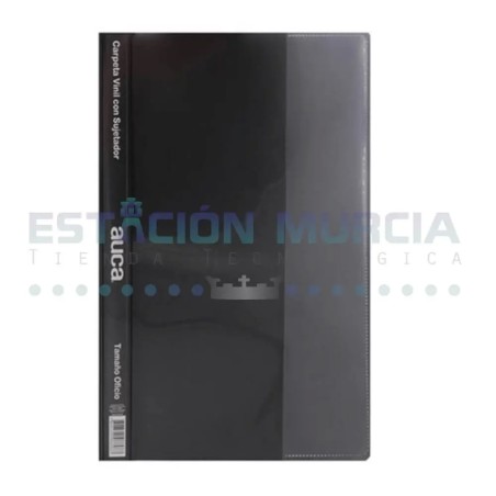 Carpeta Negro tamaño Oficio Vinil con Sujetador y Acoclip | Organización