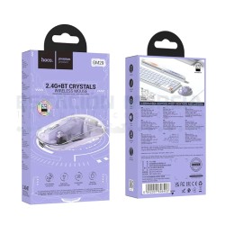 Mouse Inalámbrico Bluetooth y 2.4G Transparente Morado  - Elegante