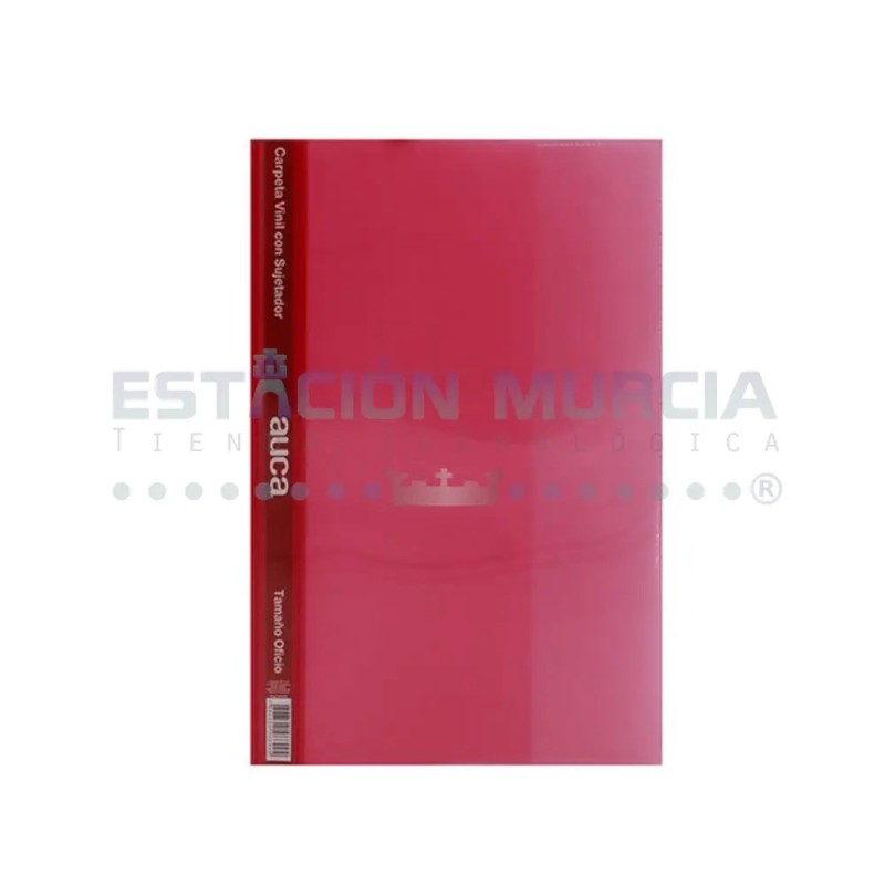 Carpeta color rojo tamaño oficio con sujetador y acoclip