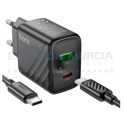 Cargador Rápido 30W USB-C y USB-A + Cable Tipo-C