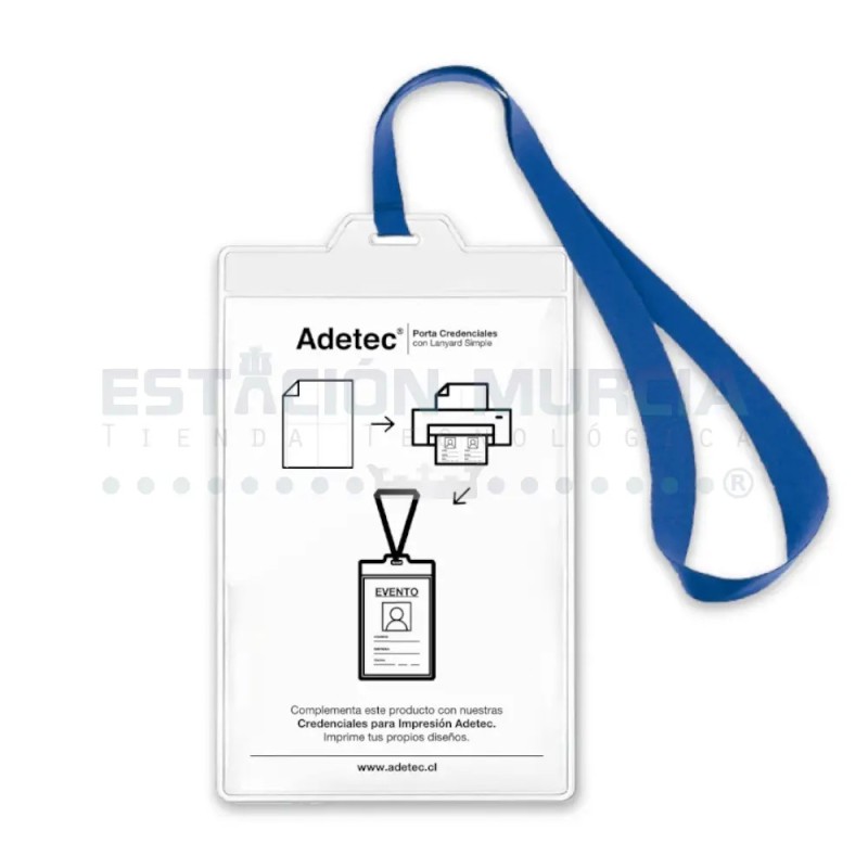 Porta Credenciales con Lanyard Adetec 90x135 mm - Identificación