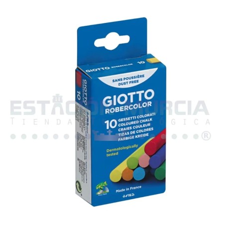 Tiza de Color Giotto 10 Unidades dibuja en pizarras o pavimentos exteriores.