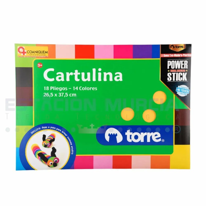 Carpeta de Cartulinas Torre - 18 Pliegos, 14 Colores