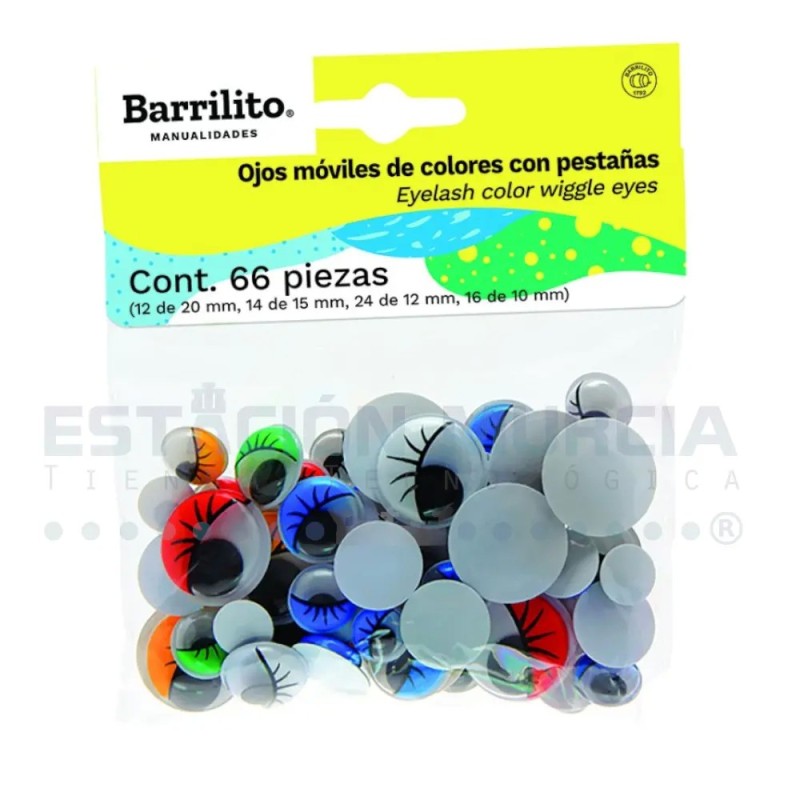 Set de Ojos Móviles con Pestañas y Párpados de Colores