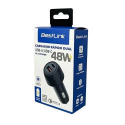 Cargador Auto Rápido 48W BestLink - USB-C PD y USB-A