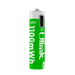 Pilas Recargables AAA Litio Ulink con Puerto USB-C, 1100mWh 1.5V Pack x2